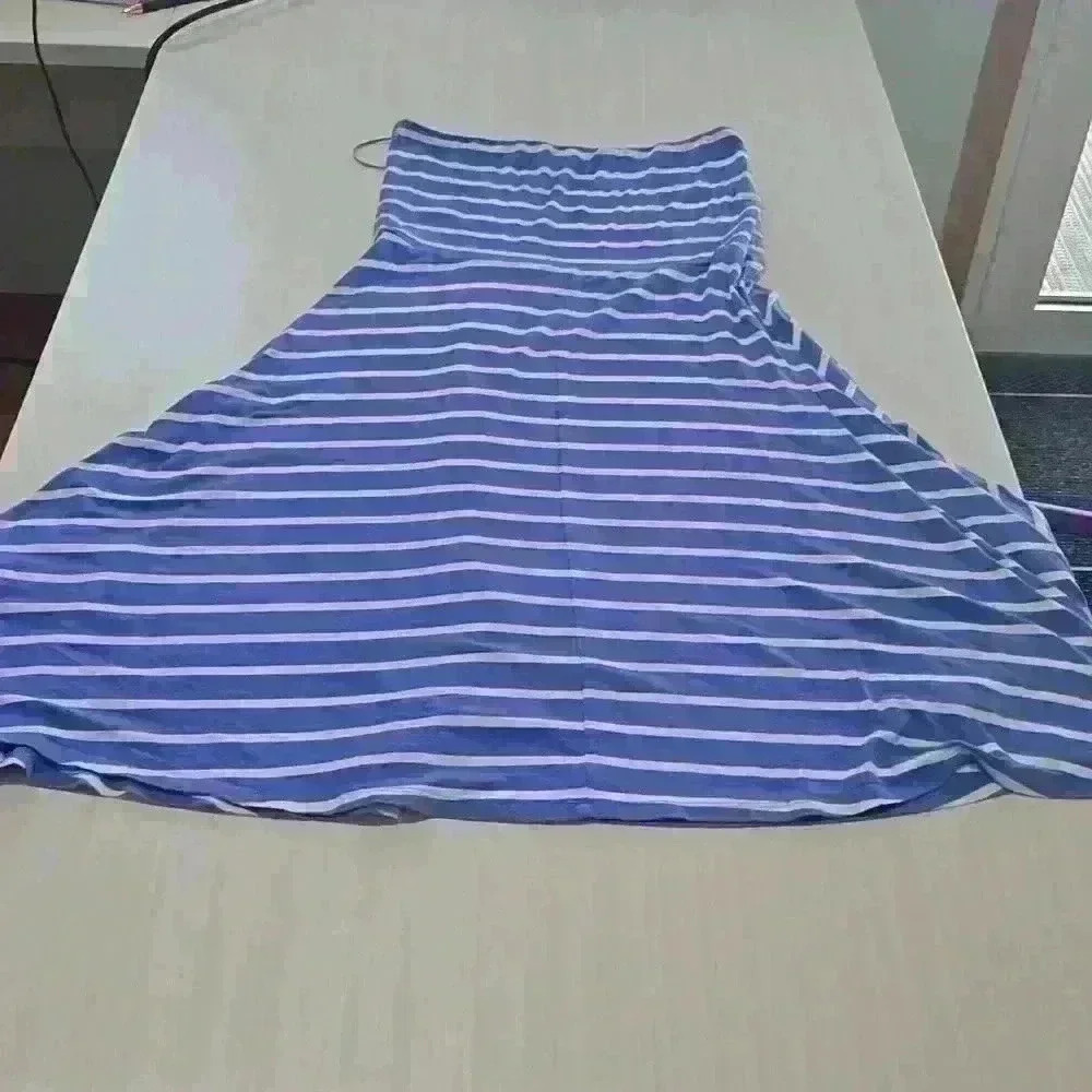 Rickis Medium Strapless Dress blue  and white stripe